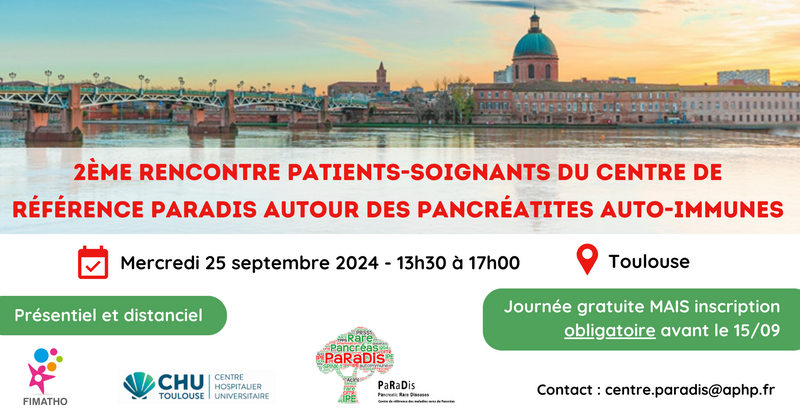 2ème rencontre patients-soignants du centre de référence PaRaDis le 25 septembre 2024 à Toulouse !